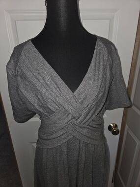 SHEIN Grey Twist-Waist Maxi Dress
